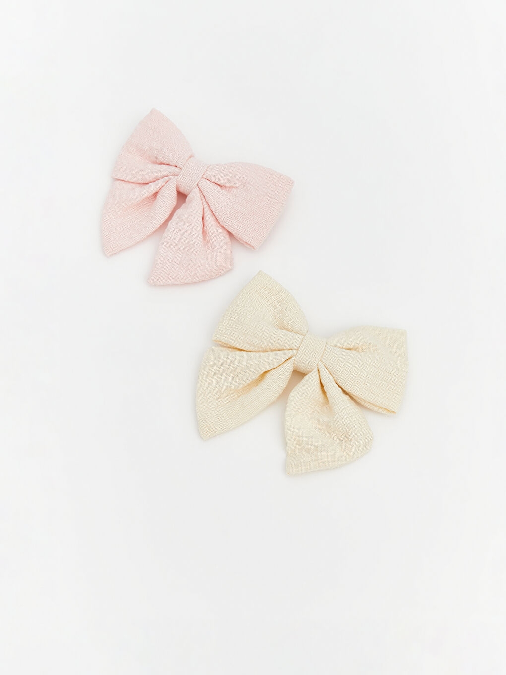 Ekru Fiyonk Desenli Kız Bebek Toka 2'li