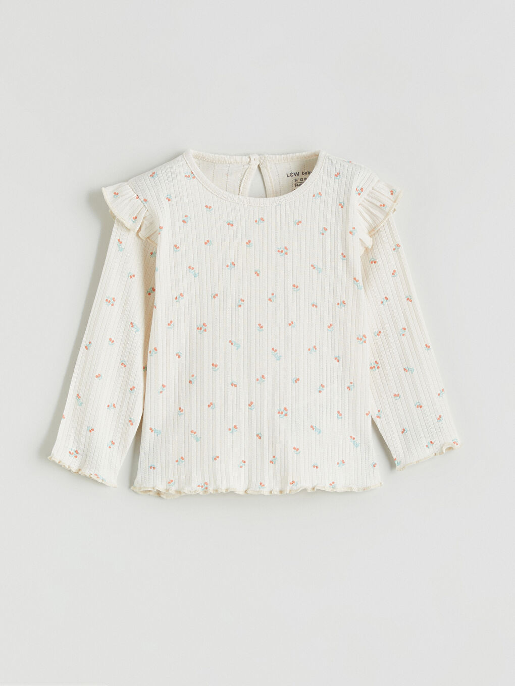 Ekru Çiçekli Kız Bebek Tişört ve Tayt-1