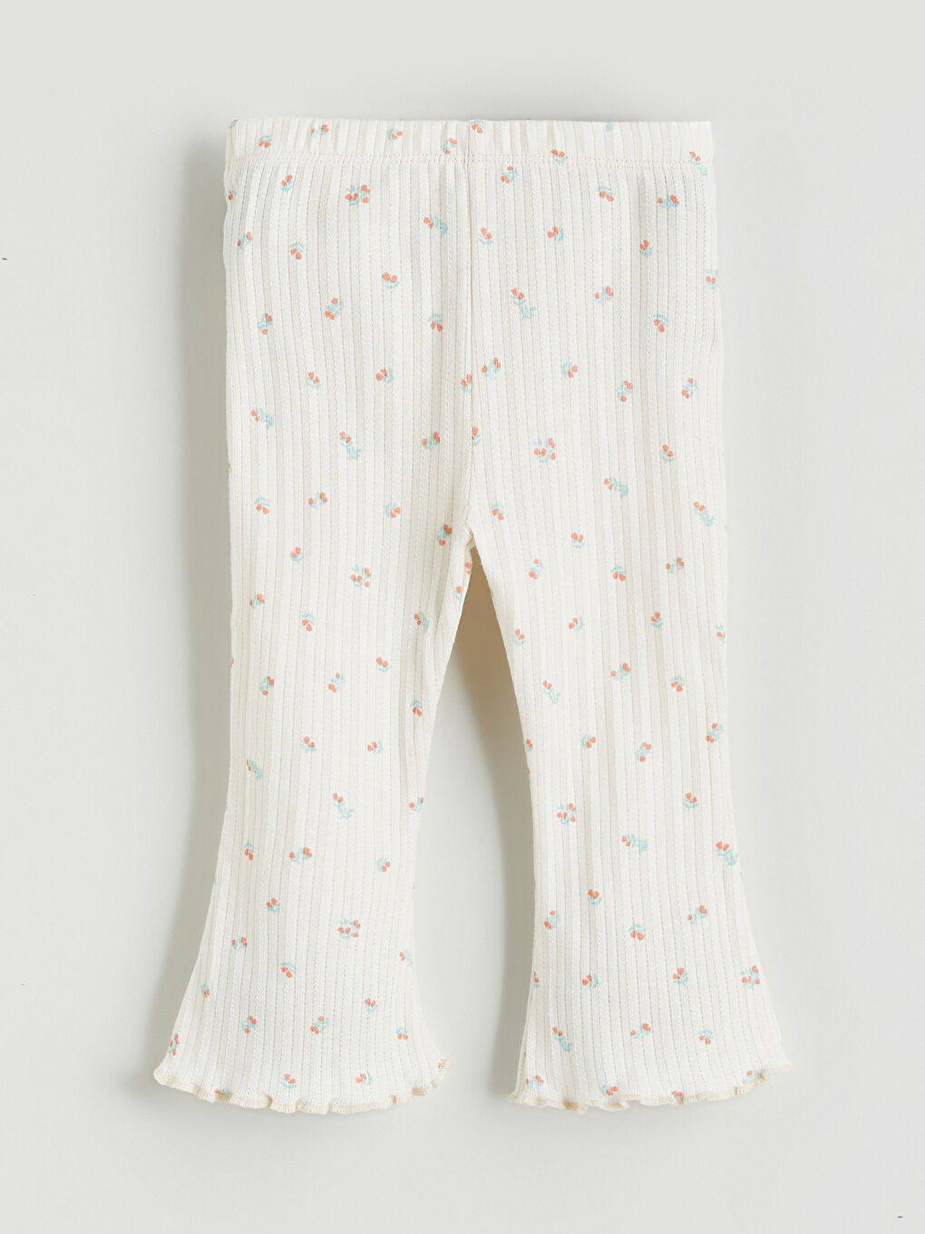 Ekru Çiçekli Kız Bebek Tişört ve Tayt-4