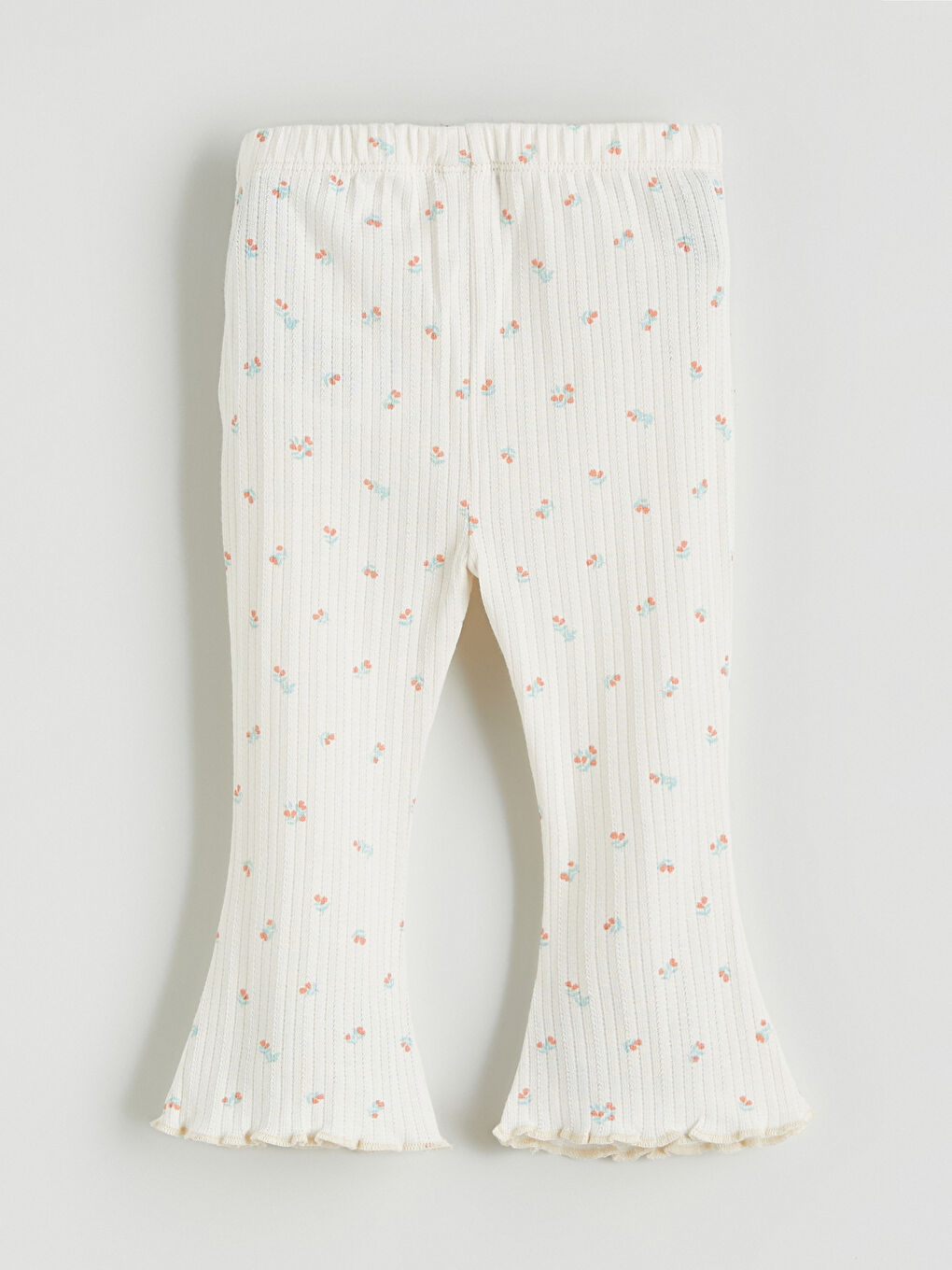 Ekru Çiçekli Kız Bebek Tişört ve Tayt-6