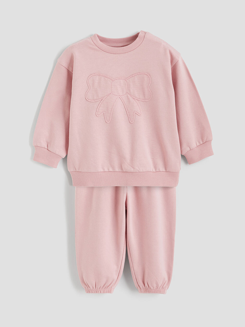 Fiyonk Detaylı Kız Bebek Sweatshirt ve Eşofman Altı