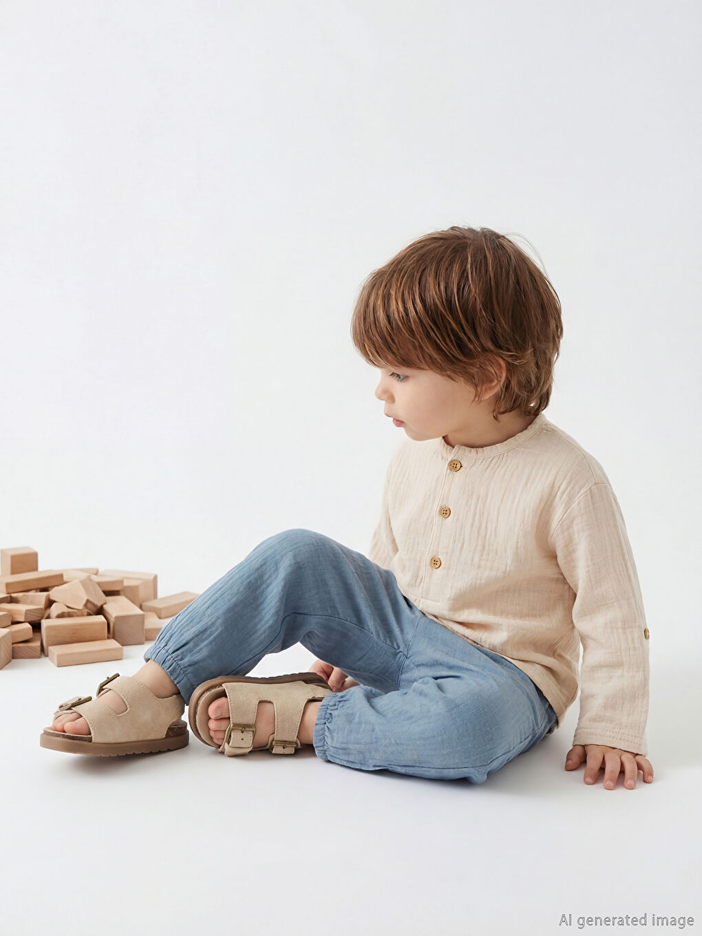 Chemise et Pantalon en Mousseline pour Bébé Garçon