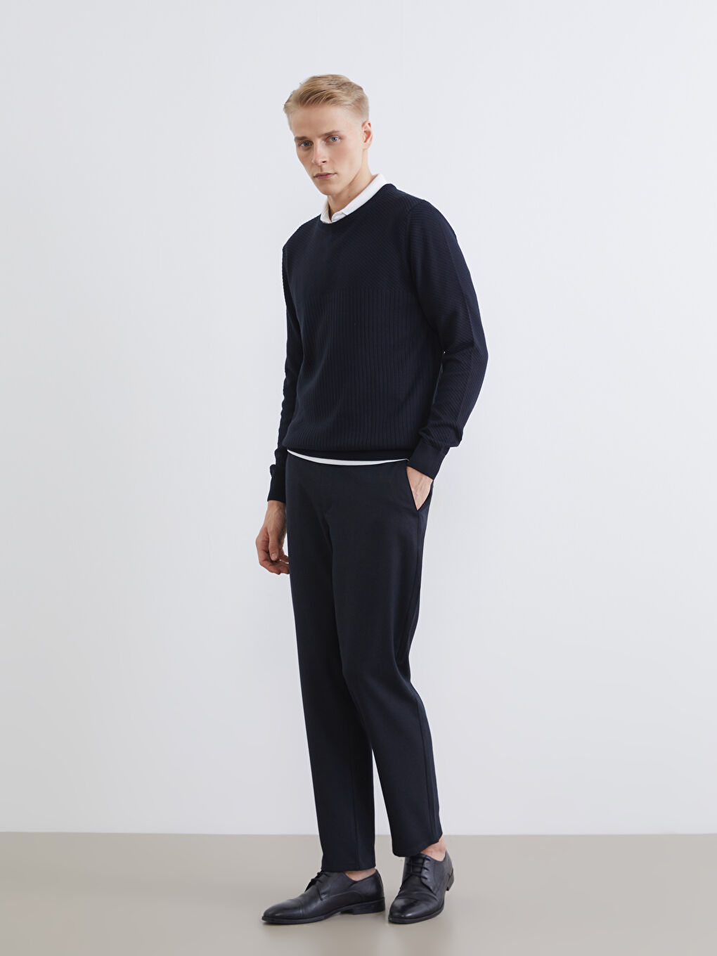 Lacivert Beli Lastikli Regular Fit Erkek Pantolon