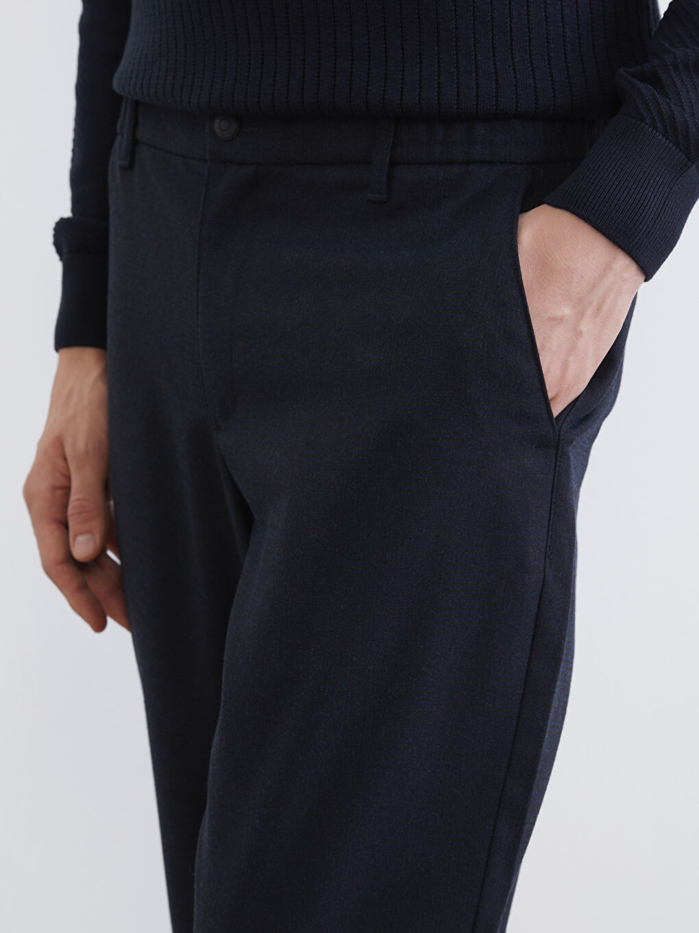 Lacivert Beli Lastikli Regular Fit Erkek Pantolon-2