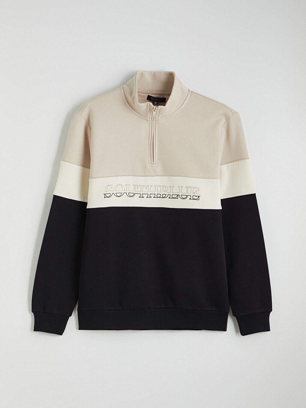 Sweat-shirt à col montant à blocs de couleurs pour homme