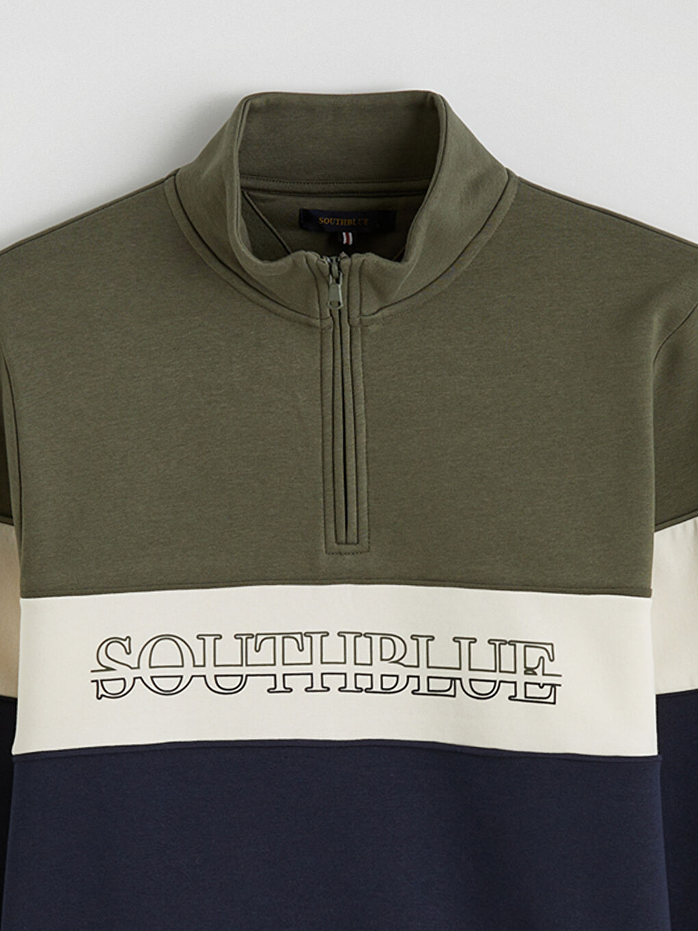 Dik Yaka Renk Bloklu Erkek Sweatshirt-1