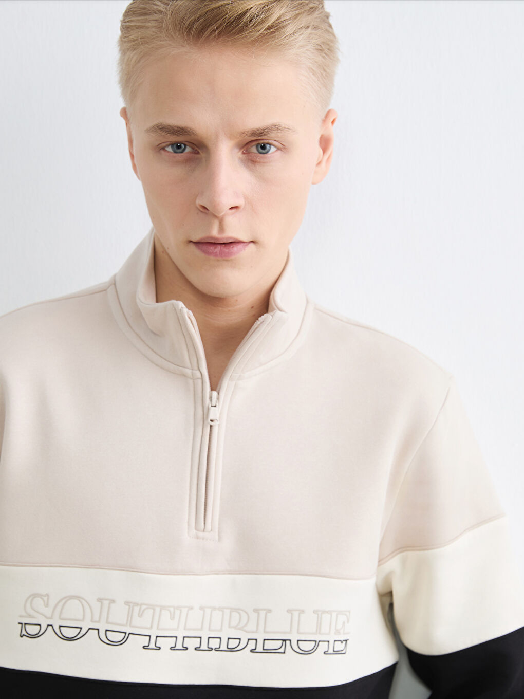 Mock Neck Color Block Men's Sweatshirt-4