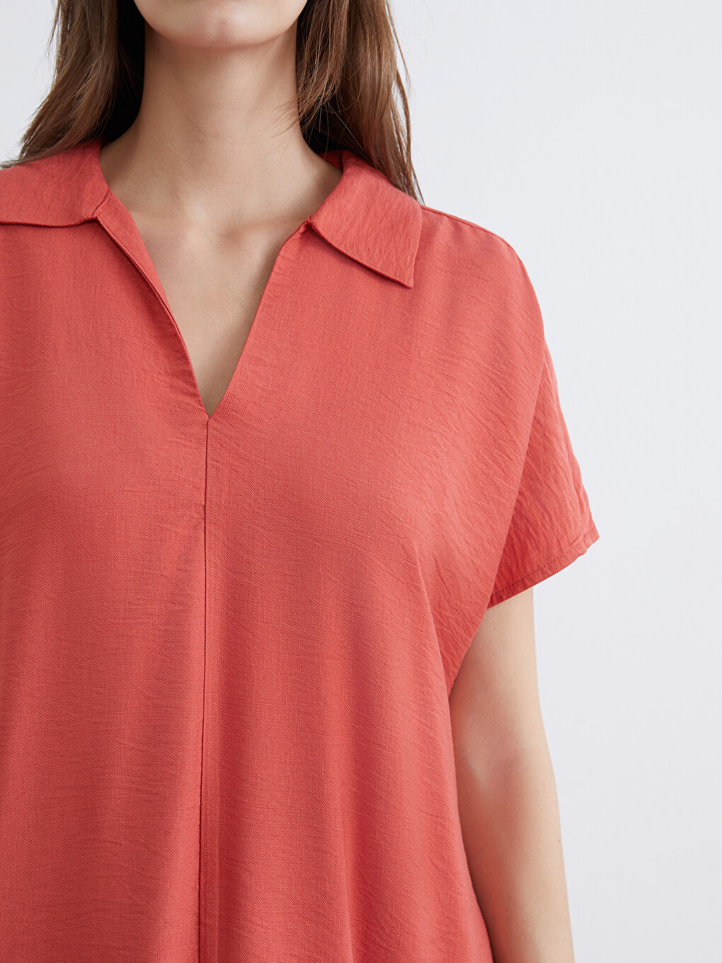 Shirt Collar Textured Dress-2