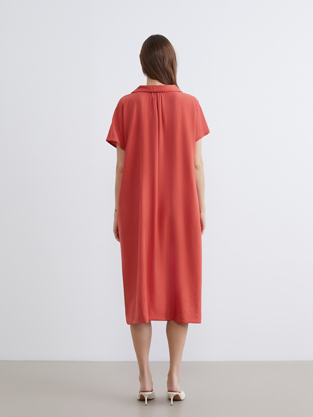 Shirt Collar Textured Dress-3