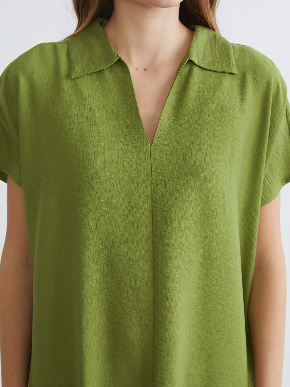 Shirt Collar Textured Dress-2