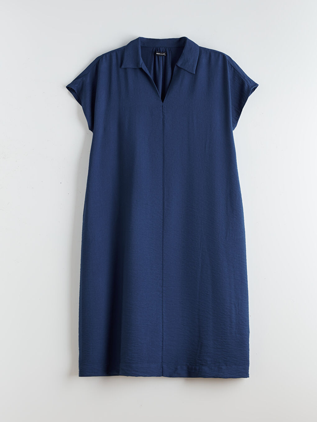 Shirt Collar Textured Dress-4