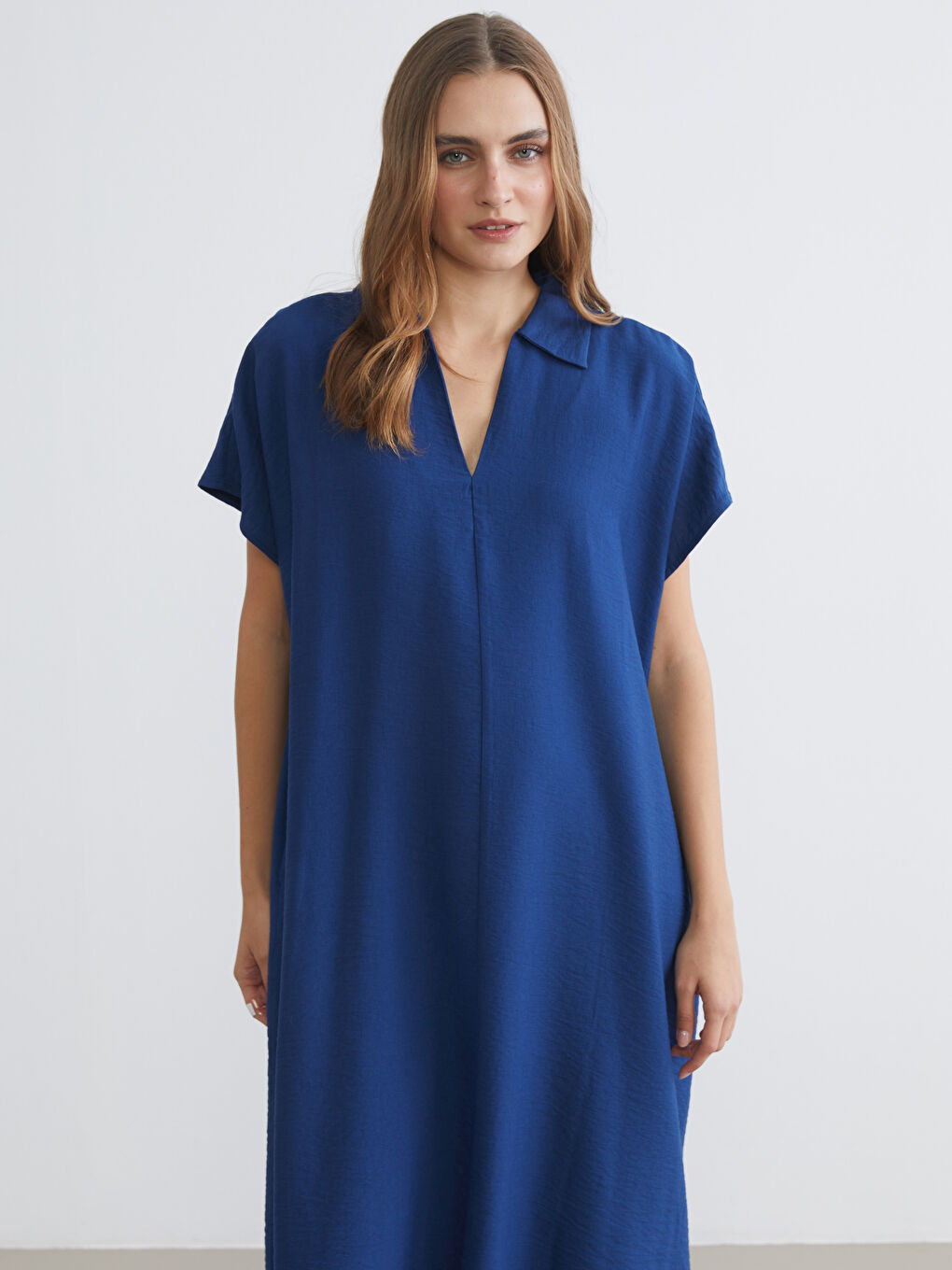 Shirt Collar Textured Dress-1