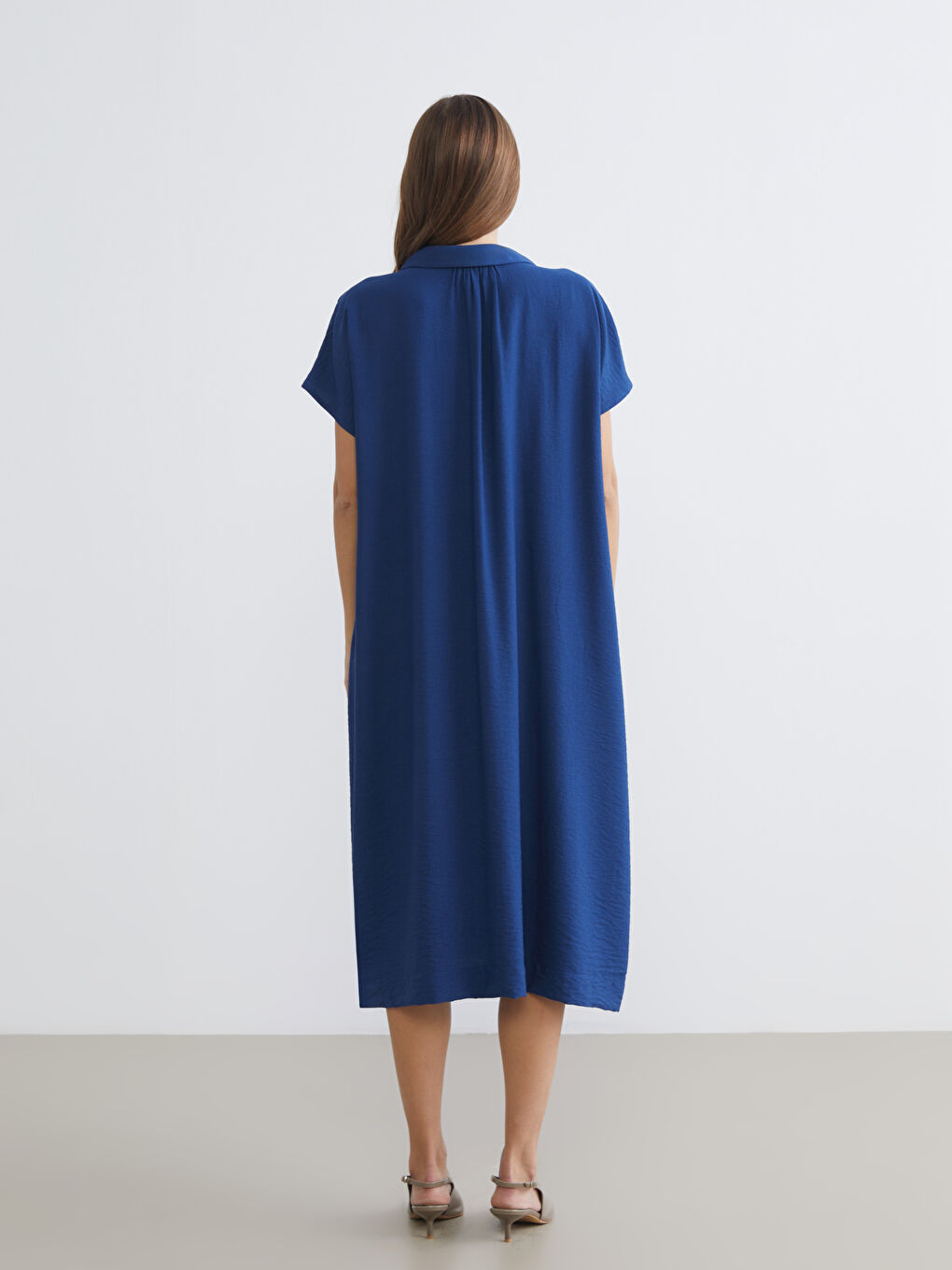 Shirt Collar Textured Dress-3