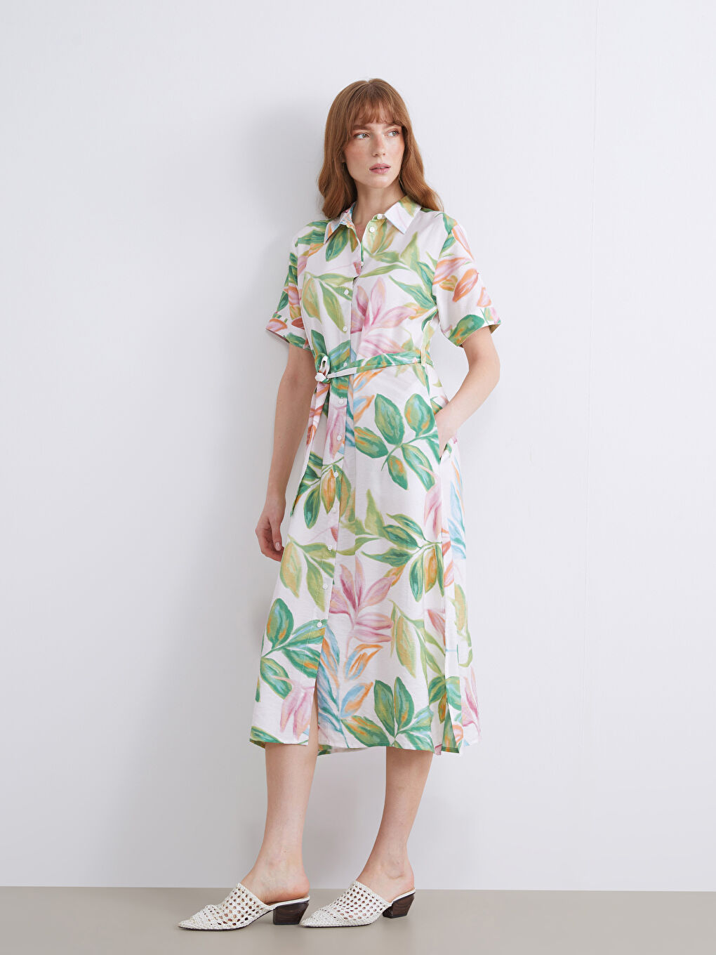 Женщины Разноцветный Платье-рубашка