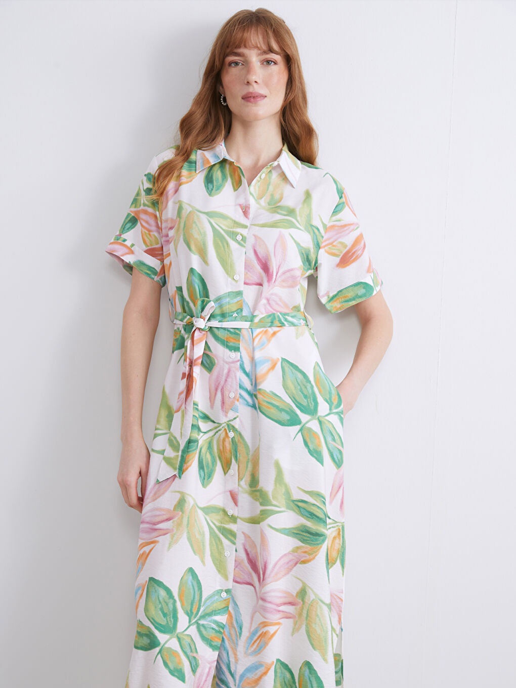 Женщины Разноцветный Платье-рубашка-1