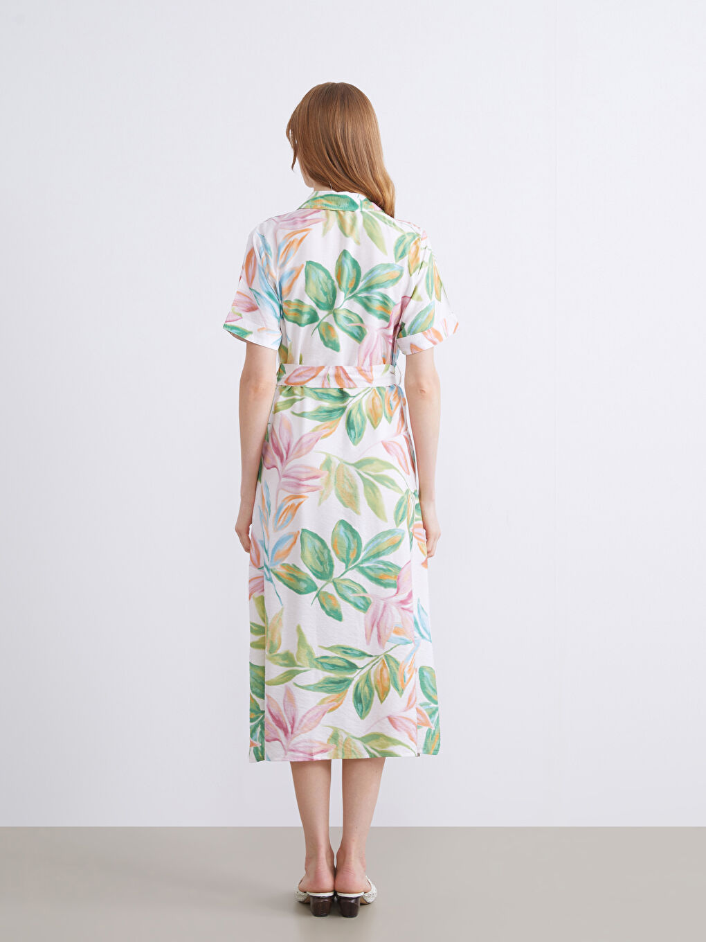 Женщины Разноцветный Платье-рубашка-3