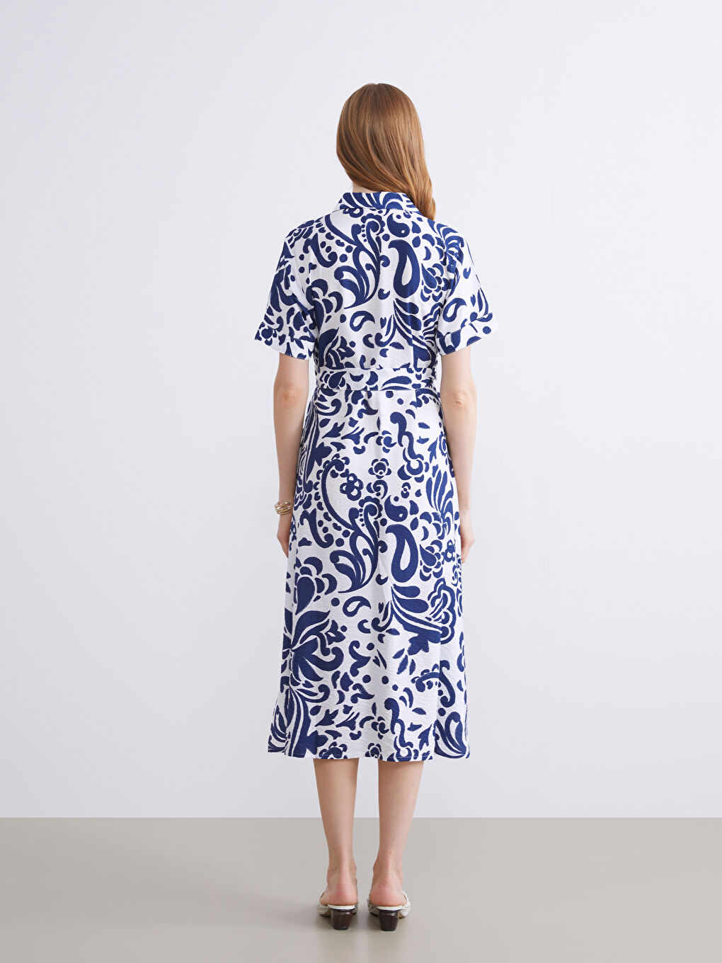 Floral Belted Shirt Dress-3