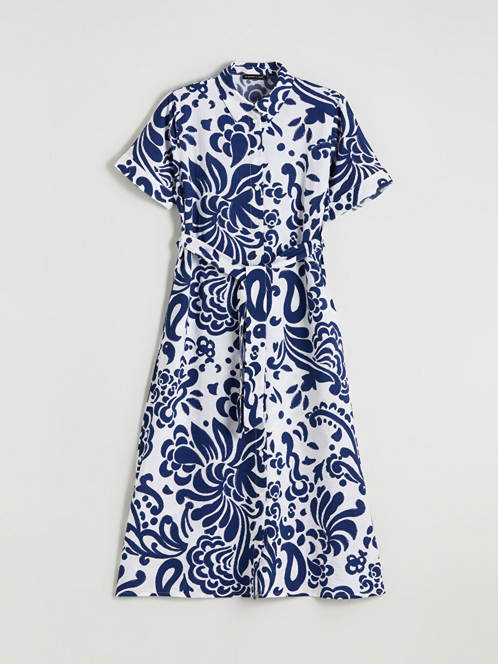 Floral Belted Shirt Dress-4