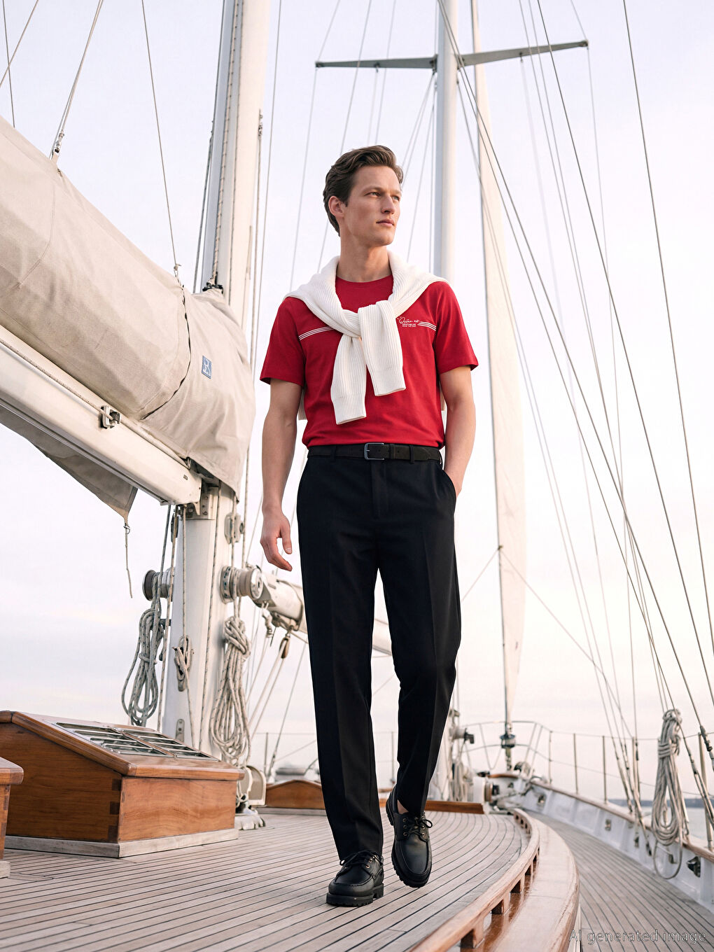 Футболка мужская джерси с принтом с круглым вырезом-1