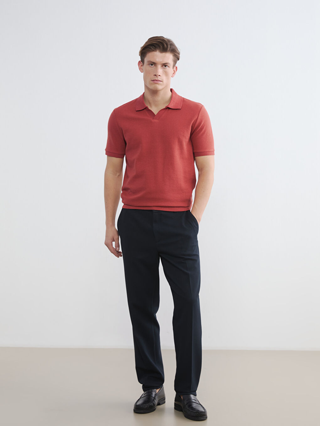 Turuncu Polo Yaka Erkek Tişört-1