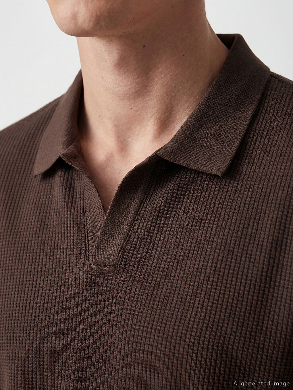 Kahverengi Polo Yaka Erkek Tişört-2