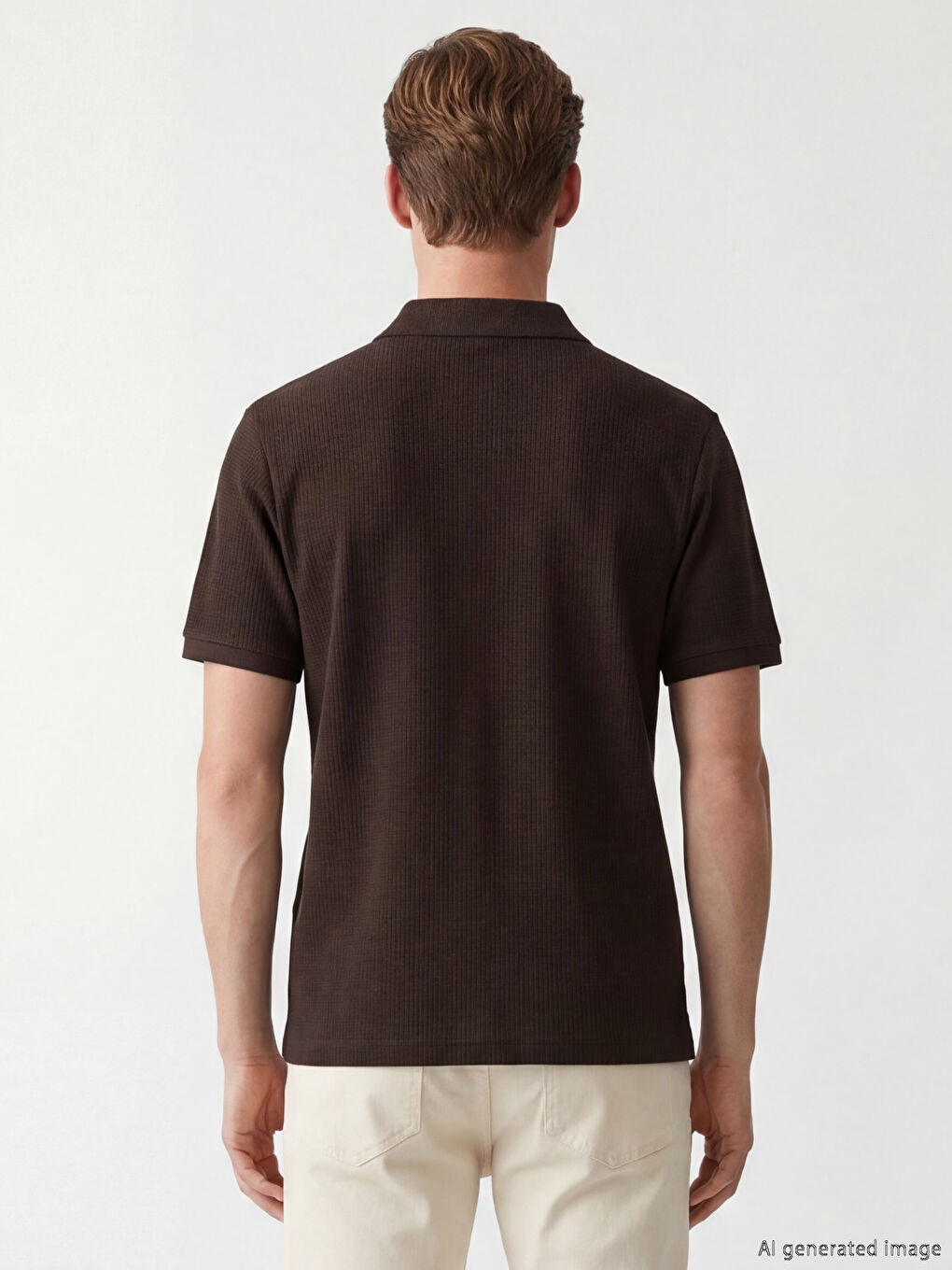 Kahverengi Polo Yaka Erkek Tişört-3