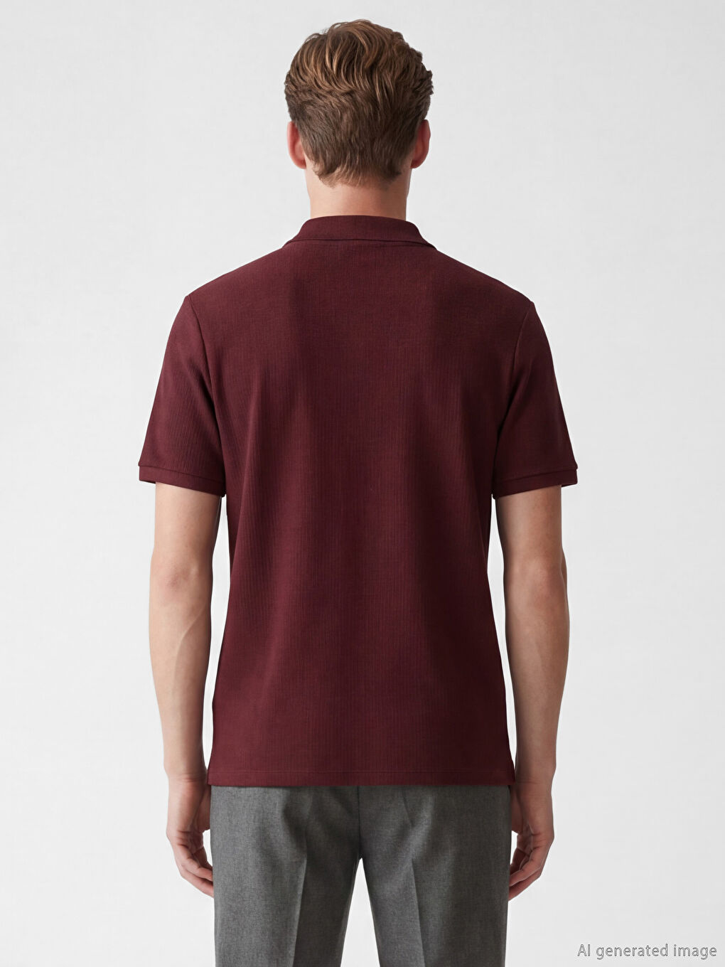 Mürdüm Polo Yaka Erkek Tişört-2