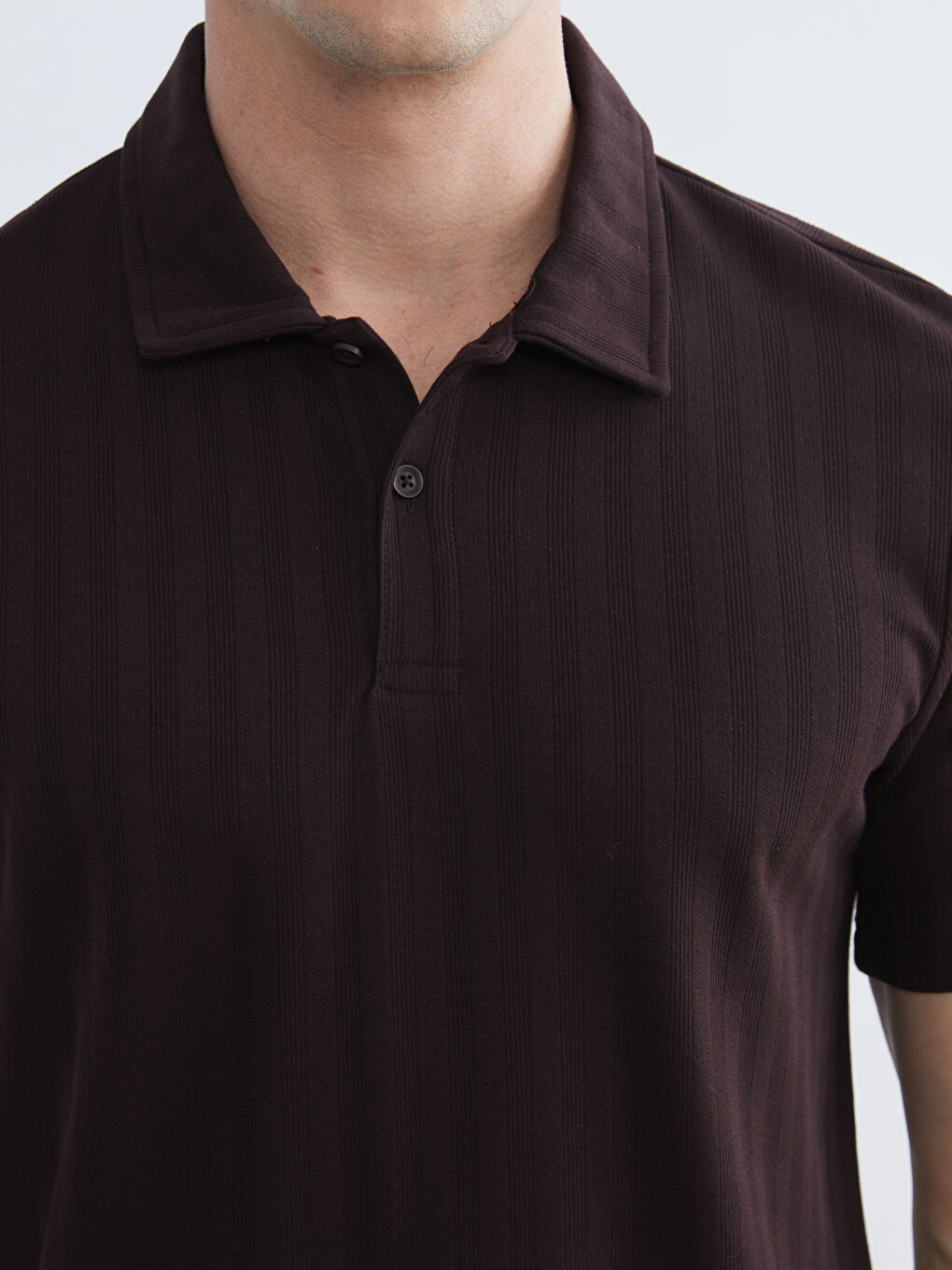 Mürdüm Polo Yaka Erkek Tişört-2