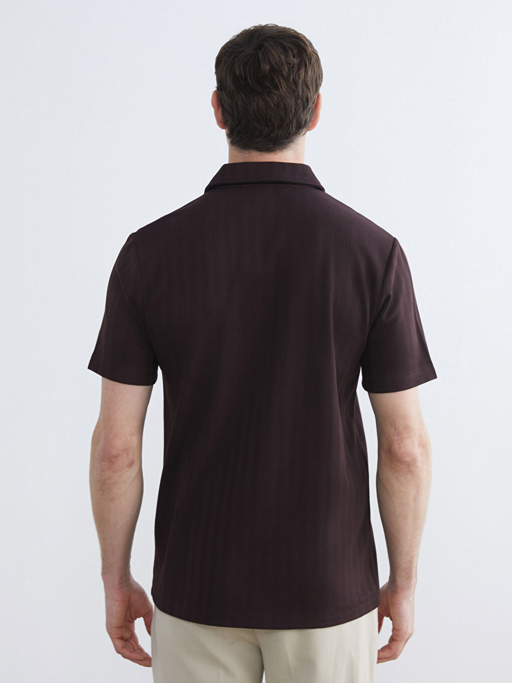 Mürdüm Polo Yaka Erkek Tişört-3