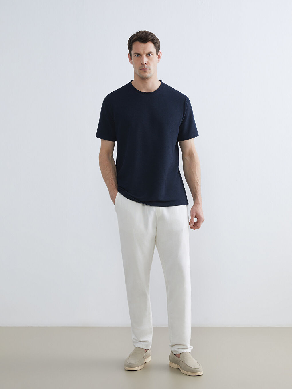 Άνδρας ΜΠΛΕ ΜΑΡΙΝ Μπλουζάκι-1