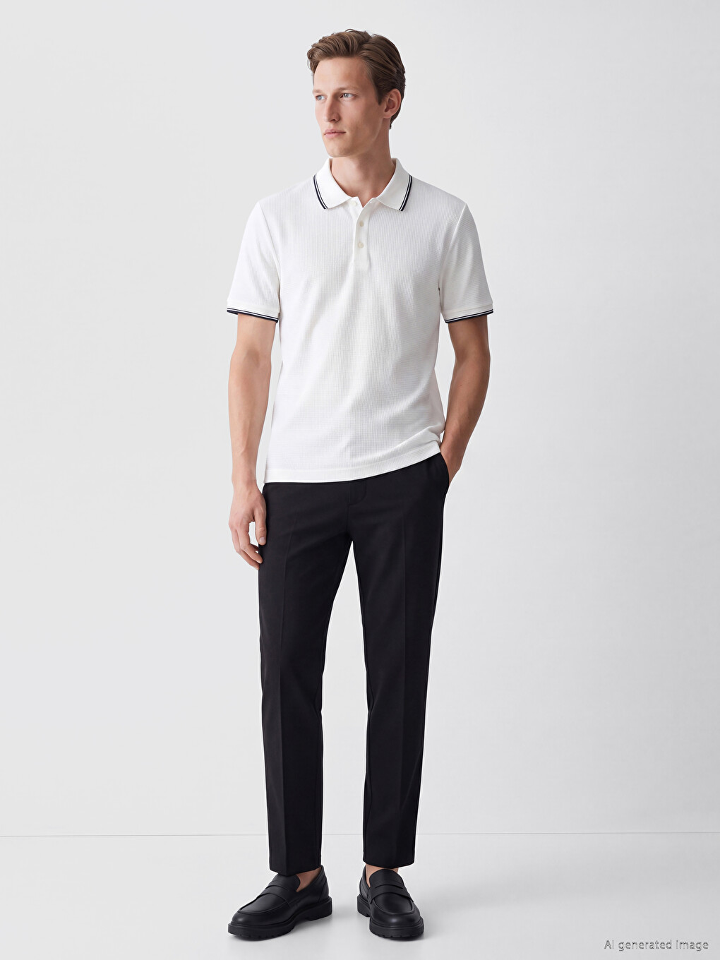 Polo Collar Waffle Men's T-shirt-1