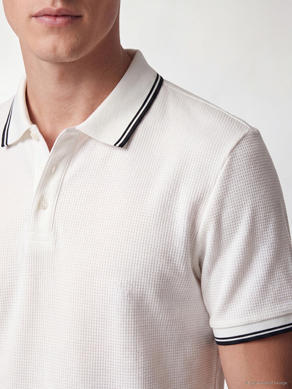 Polo Collar Waffle Men's T-shirt-2