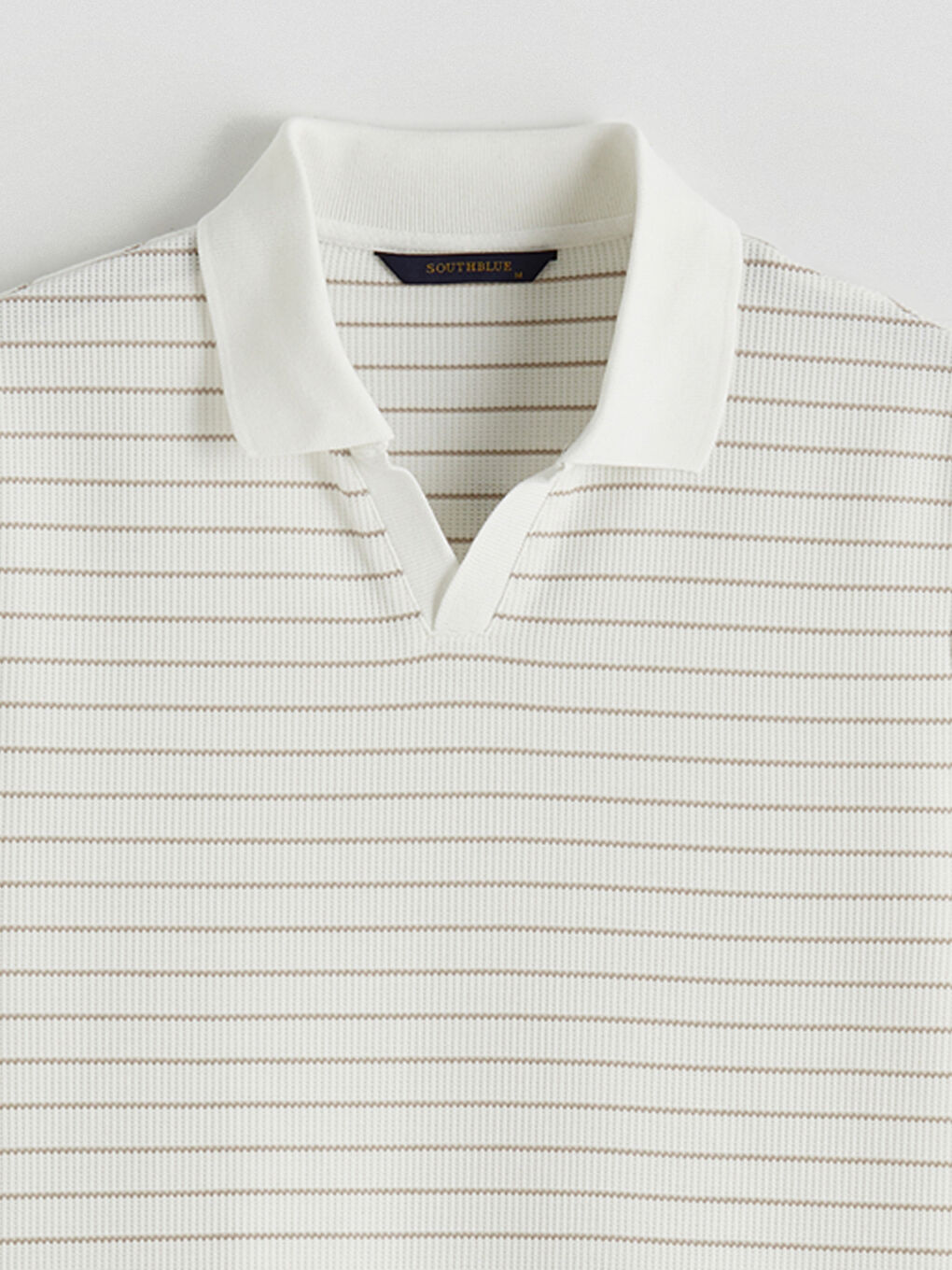 Bej Polo Yaka Çizgili Tişört-1