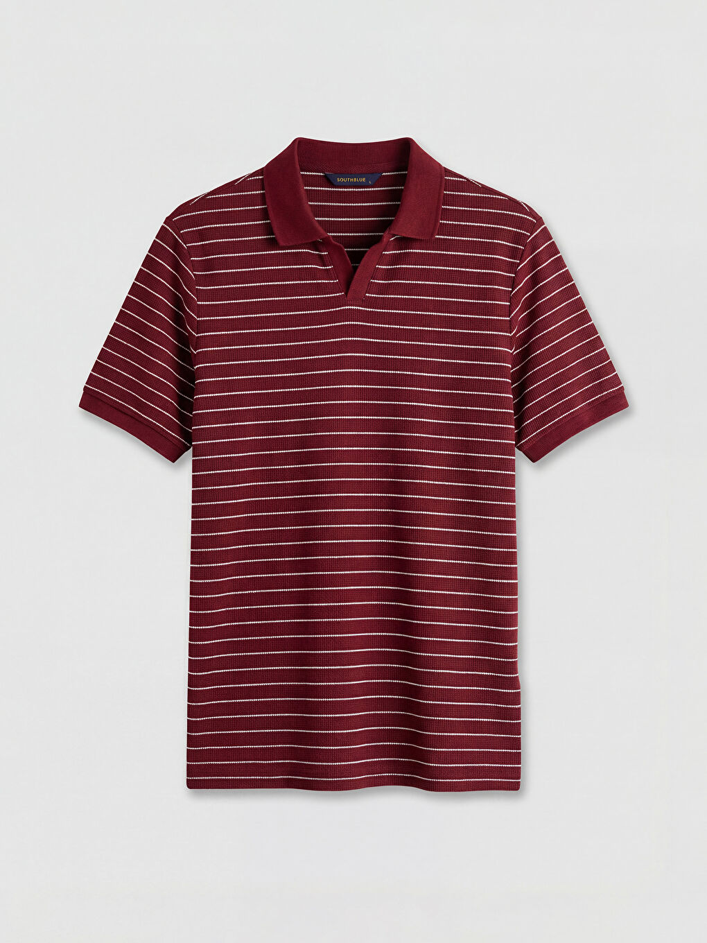 Bordo Polo Yaka Çizgili Tişört