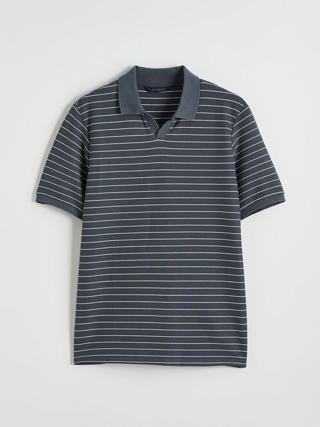 Antrasit Polo Yaka Çizgili Tişört-4