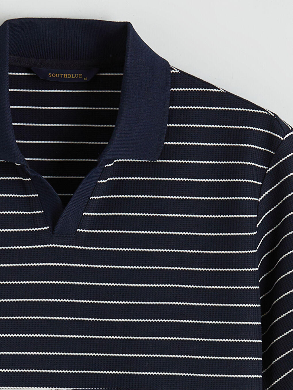Lacivert Polo Yaka Çizgili Tişört-5