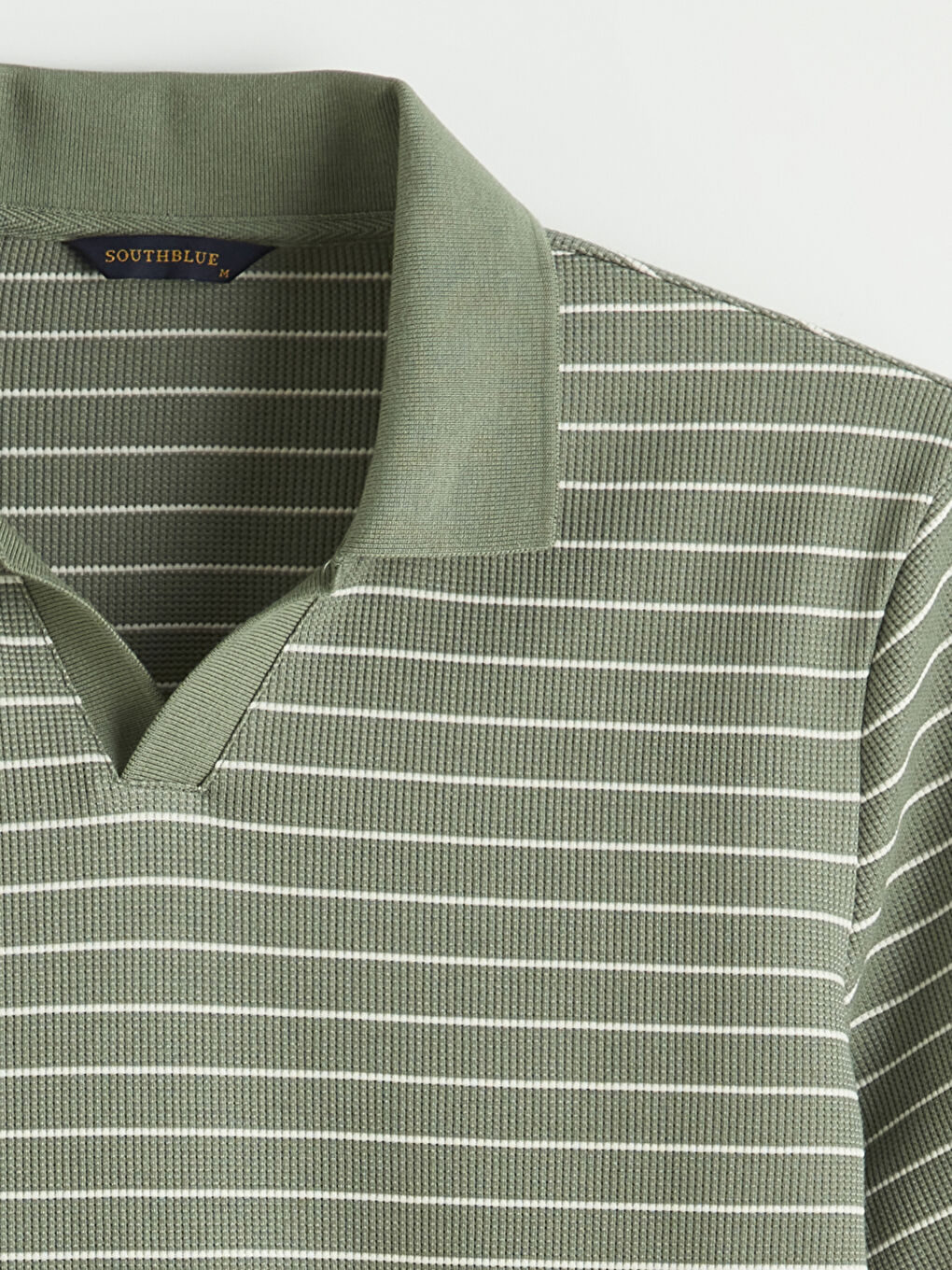 Yeşil Polo Yaka Çizgili Tişört-5