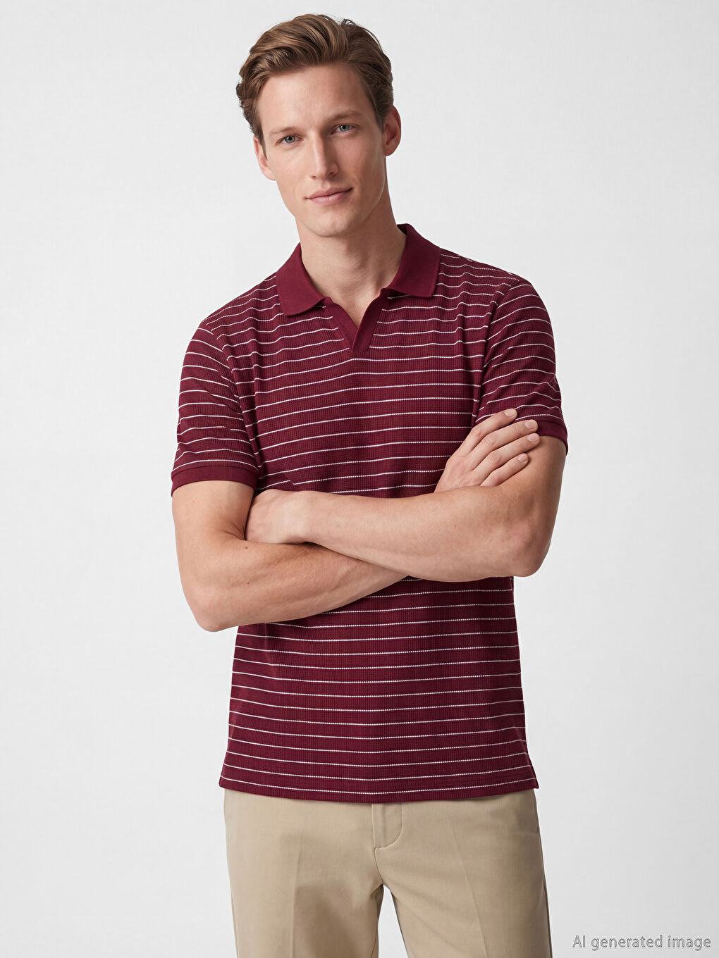 Bordo Polo Yaka Standart Kalıp Erkek Tişört