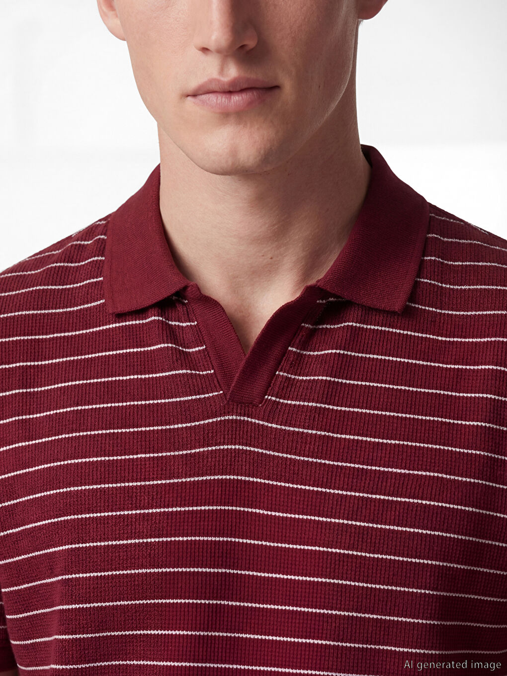 Bordo Polo Yaka Standart Kalıp Erkek Tişört-2
