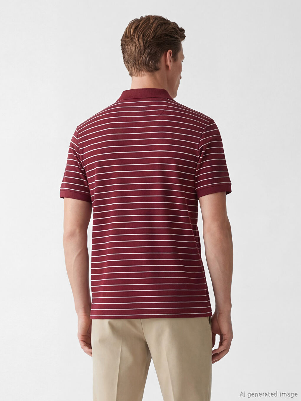 Bordo Polo Yaka Standart Kalıp Erkek Tişört-3