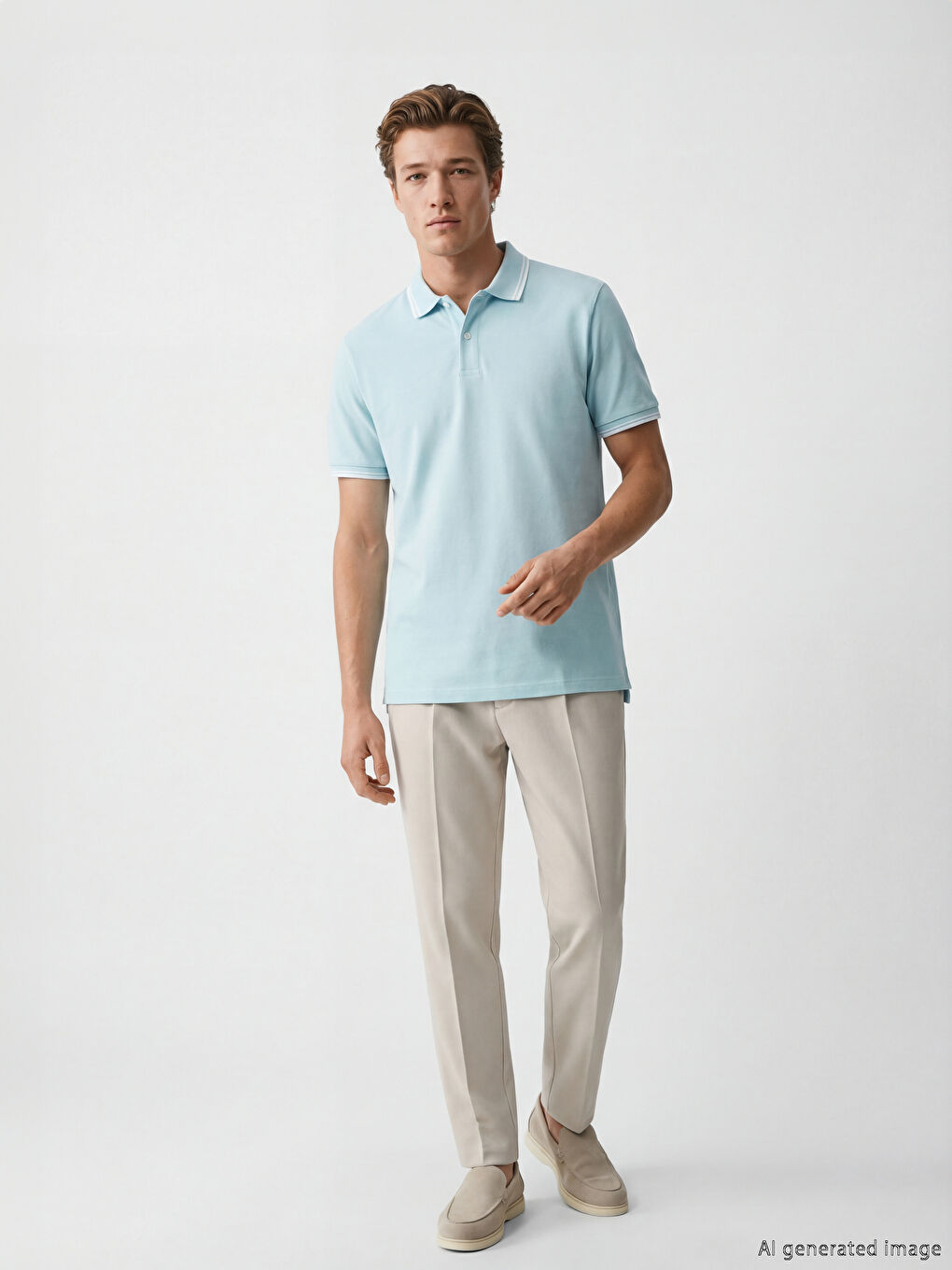 Mavi Polo Yaka Pike Erkek Tişört-1