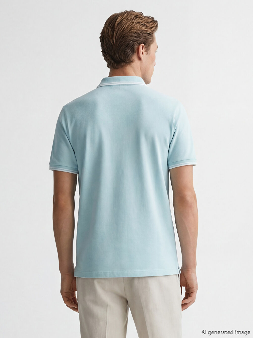 Mavi Polo Yaka Pike Erkek Tişört-2