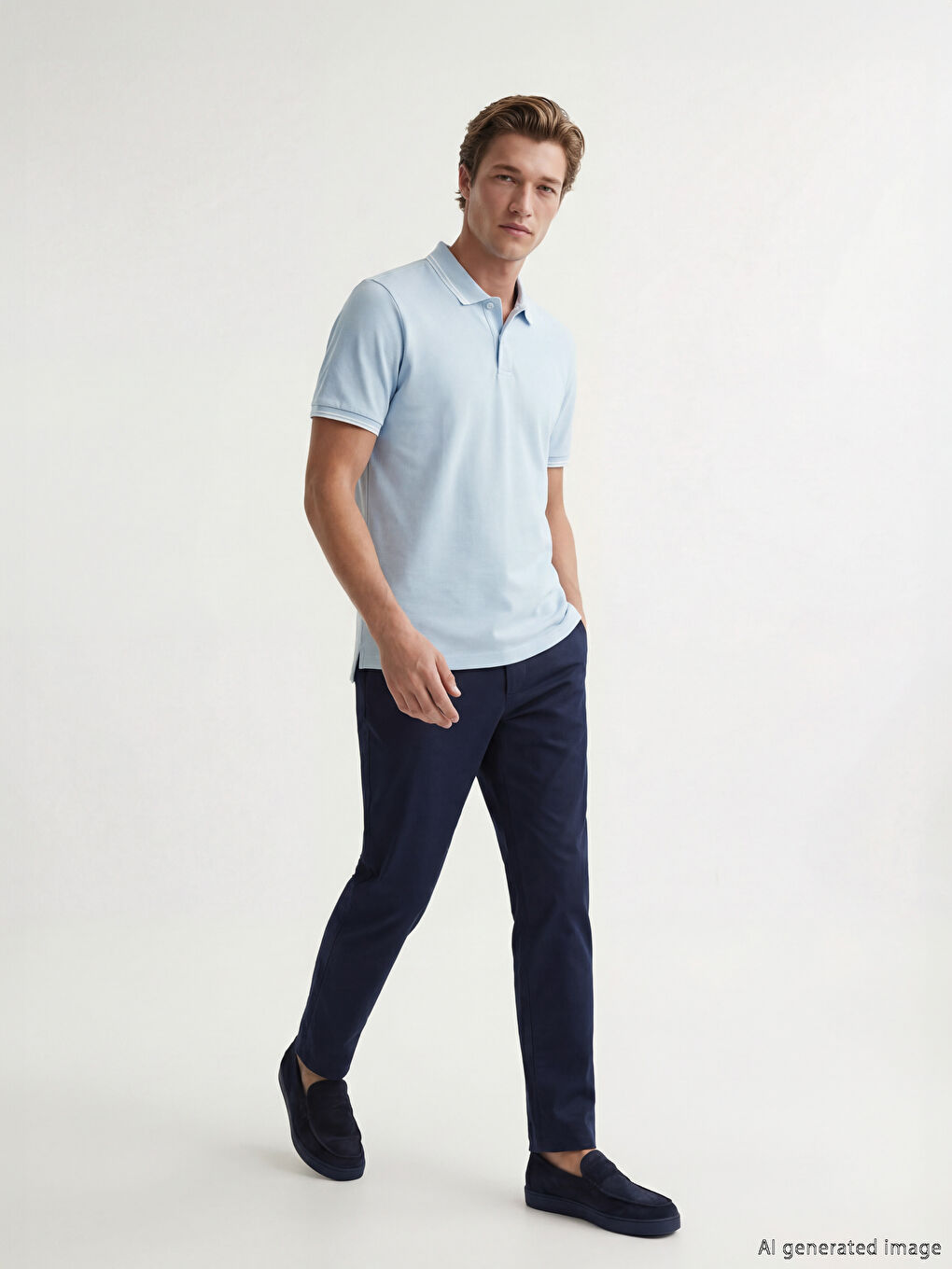 Mavi Polo Yaka Pike Erkek Tişört-1