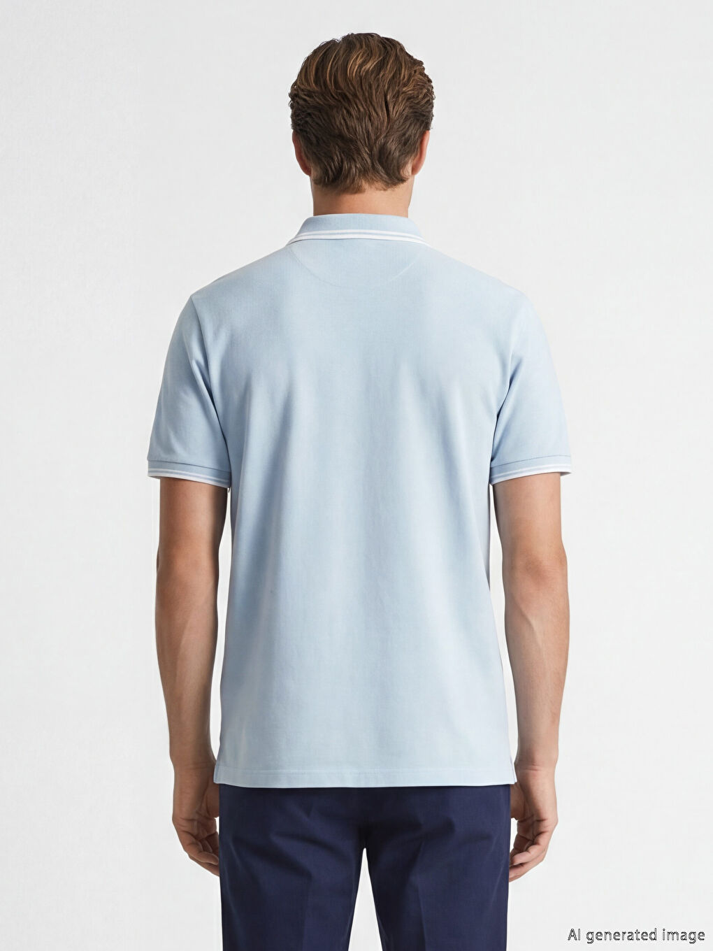 Mavi Polo Yaka Pike Erkek Tişört-2
