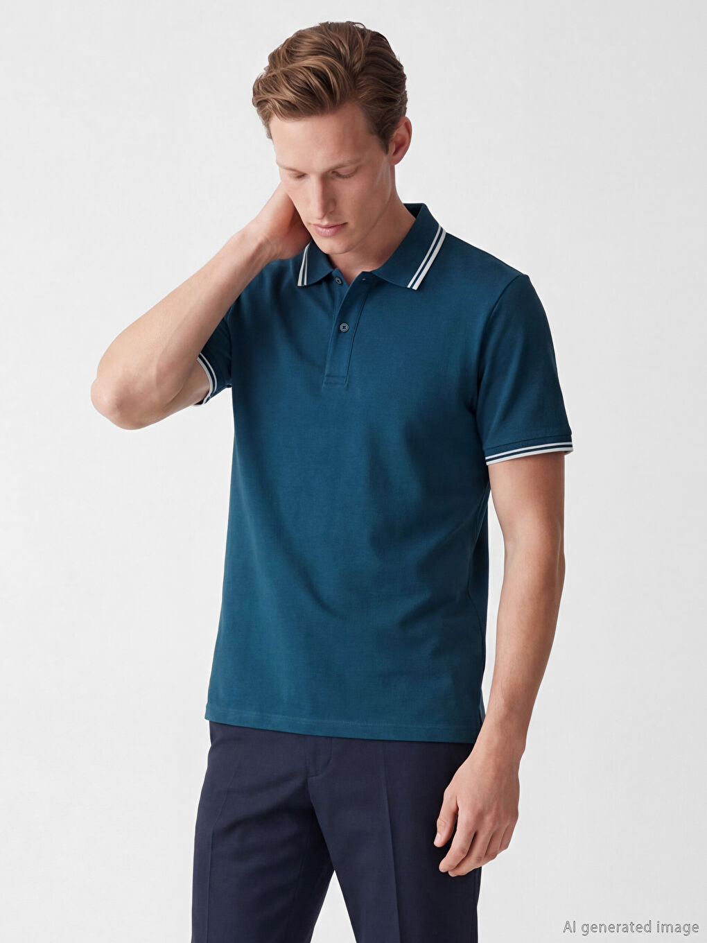 T-shirt en piqué à col polo pour homme