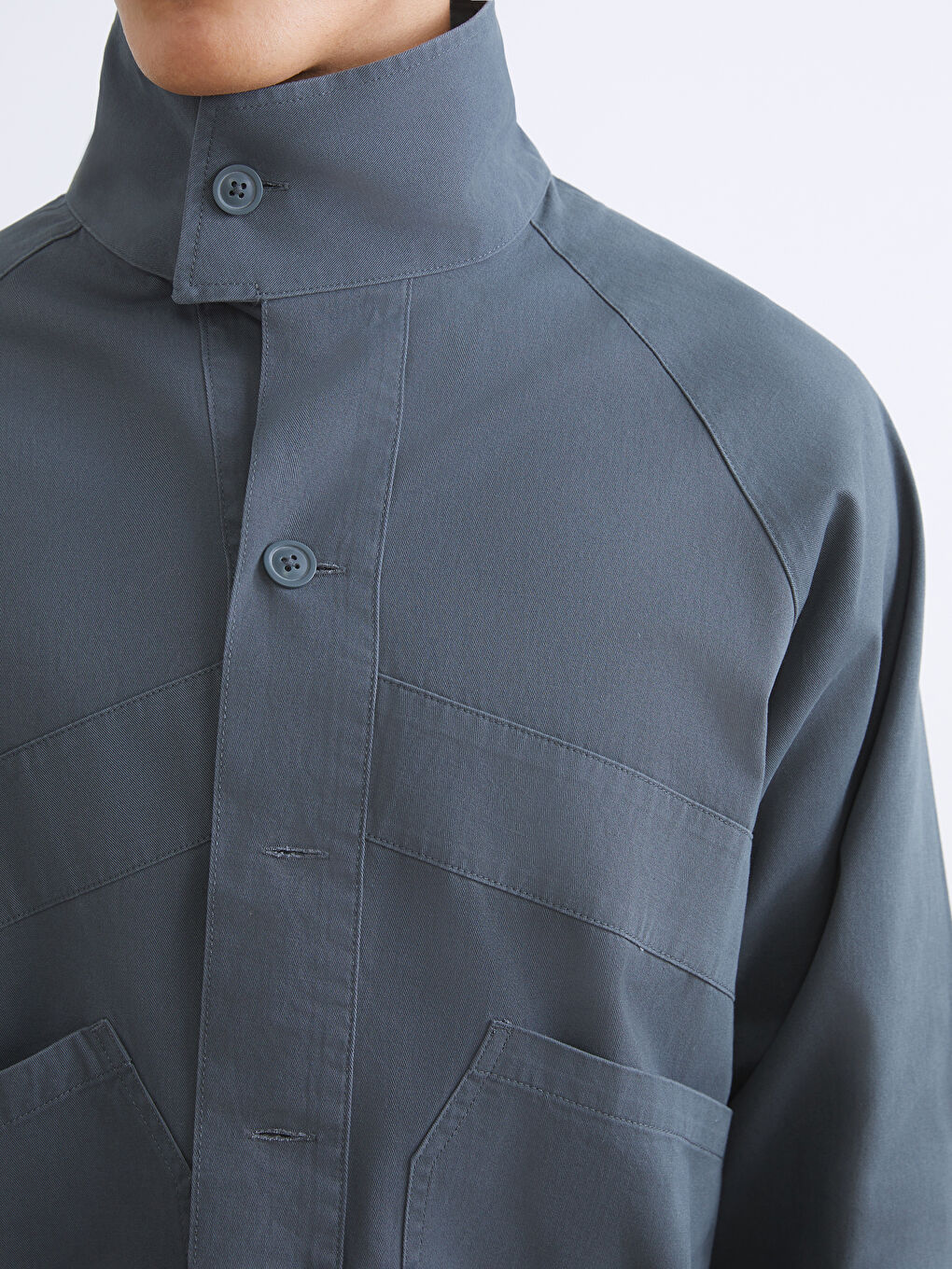 Yeşil Loose Fit Gabardin Erkek Gömlek Ceket-2