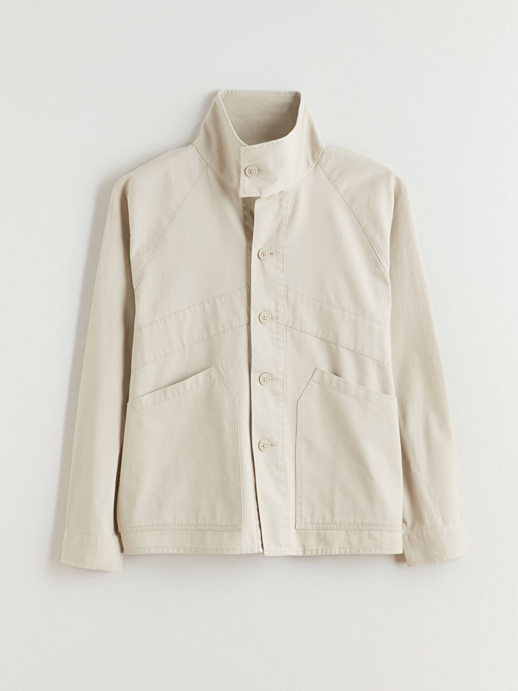 Bej Loose Fit Gabardin Erkek Gömlek Ceket-5