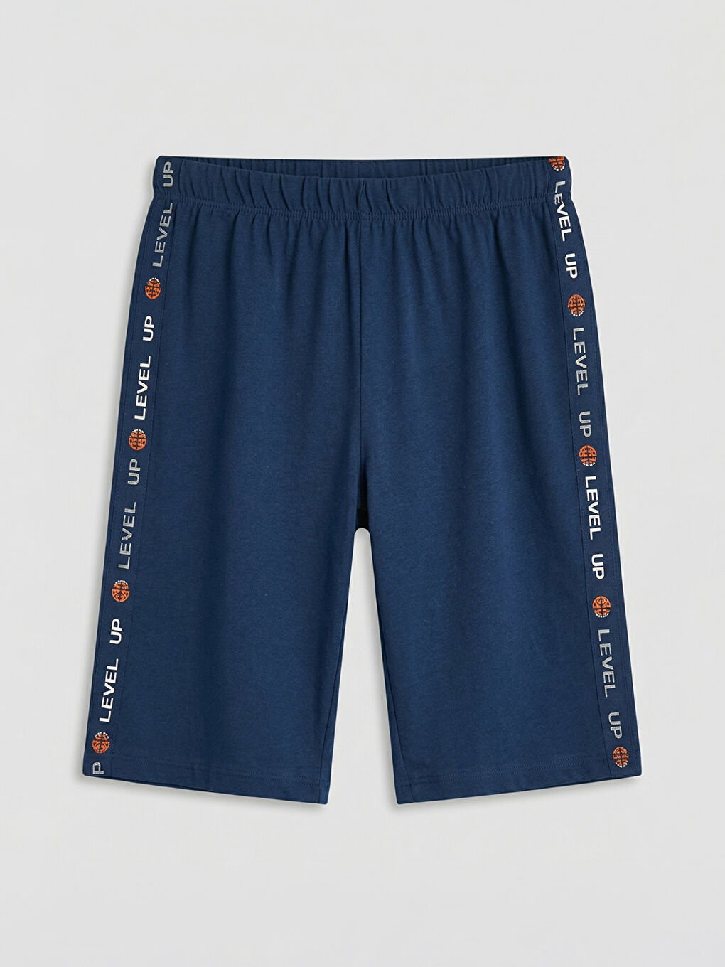 Lacivert Baskılı Şeritli Erkek Çocuk Pijama Şortu