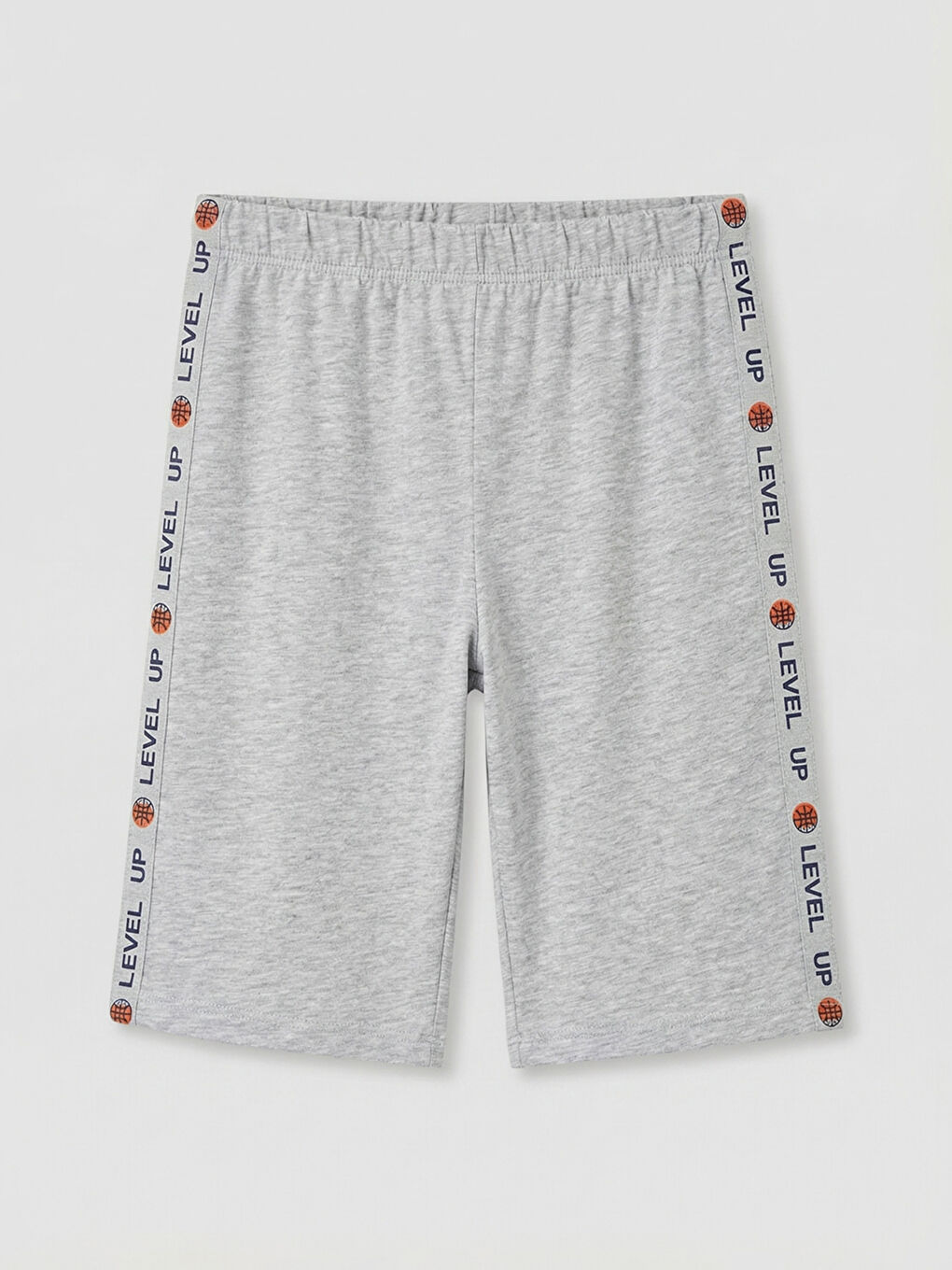 Gri Erkek Çocuk Yanları Baskı Şeritli Pijama Altı