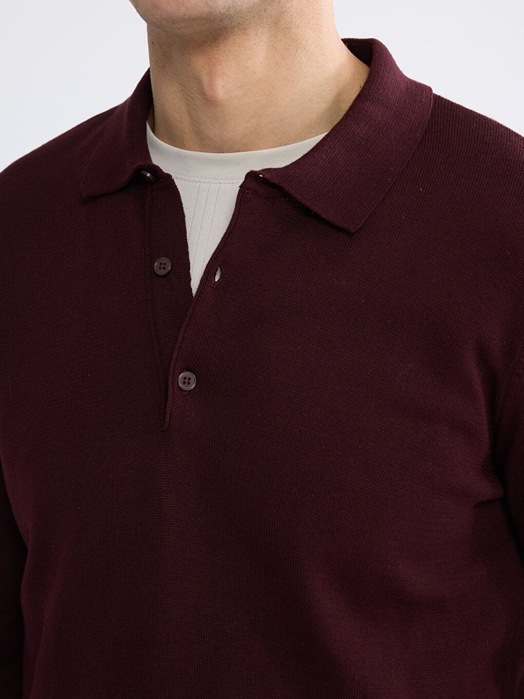 Mürdüm Polo Yaka Erkek Triko Kazak-2